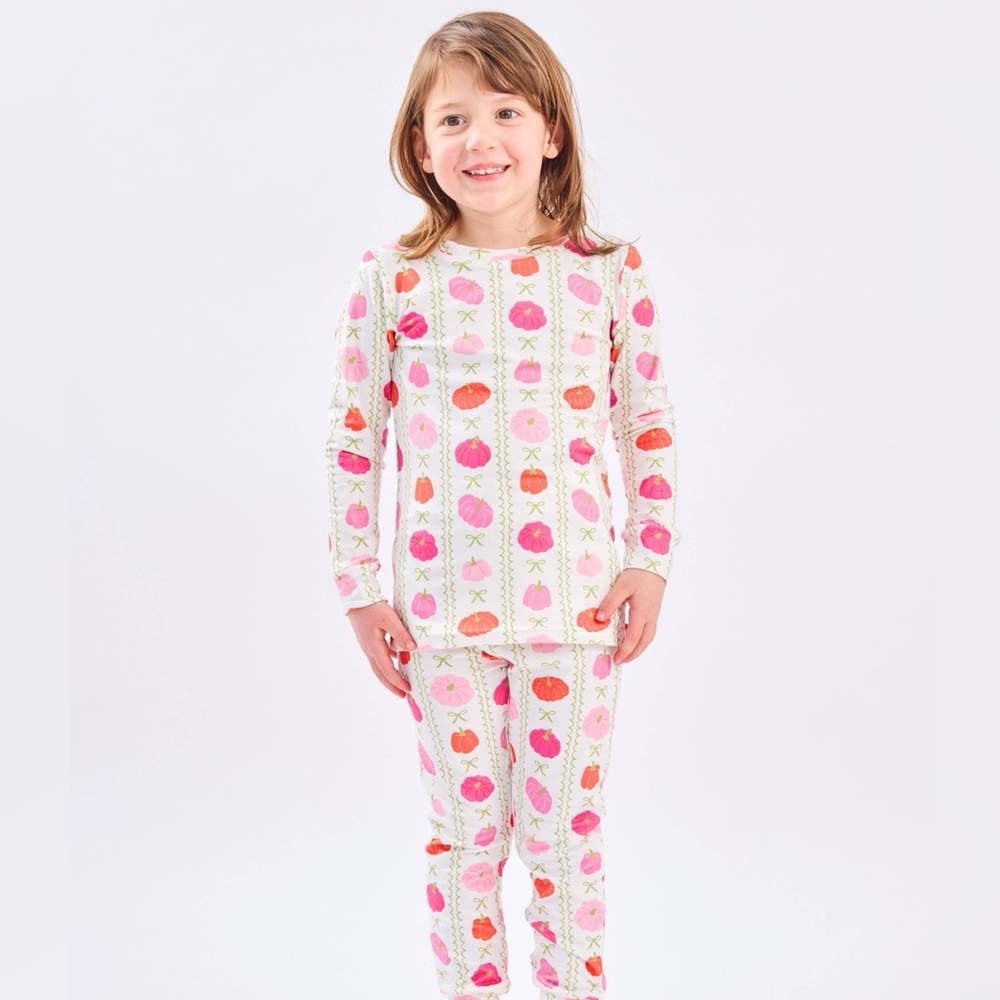 Mary Square Toddler Girl Pink Pumpkin Pajama Set 2T 3T 4T - Picture 6 of 6